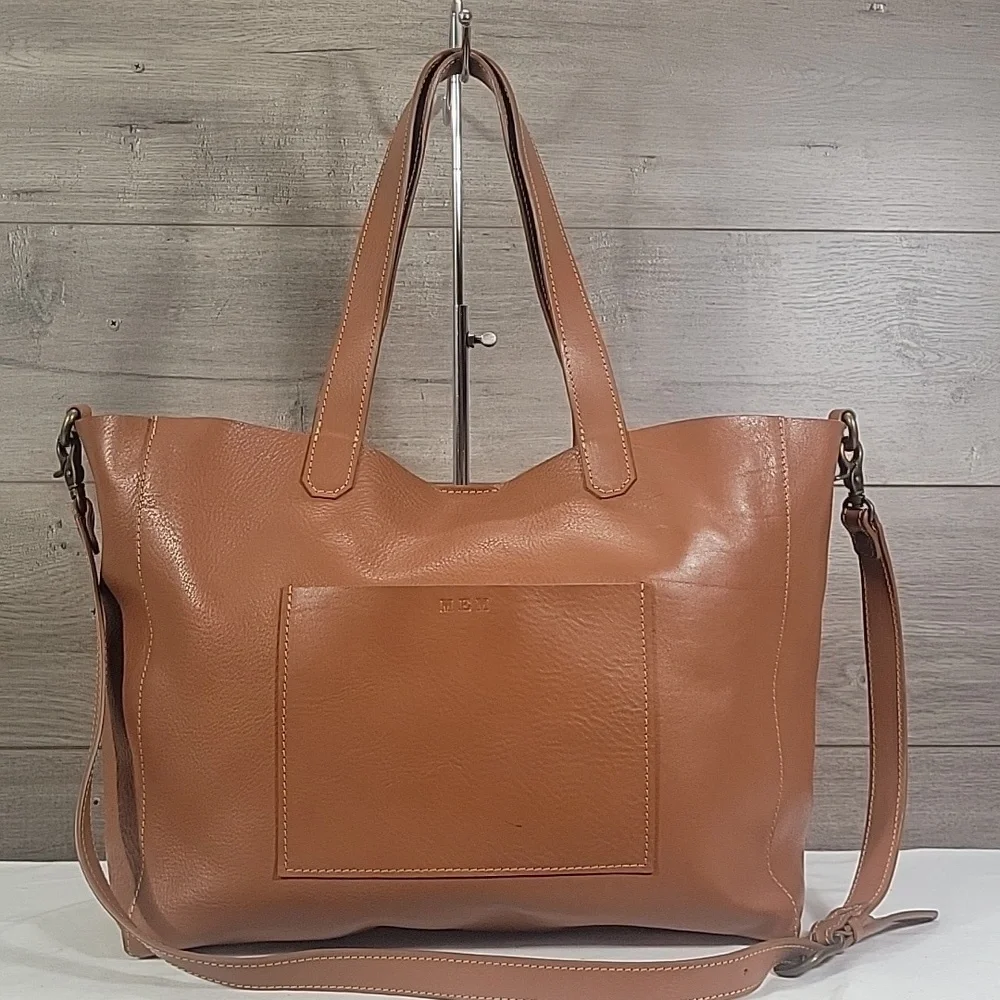 Large El Mato Classic Tan Leather Tote Bag with Removable Strap